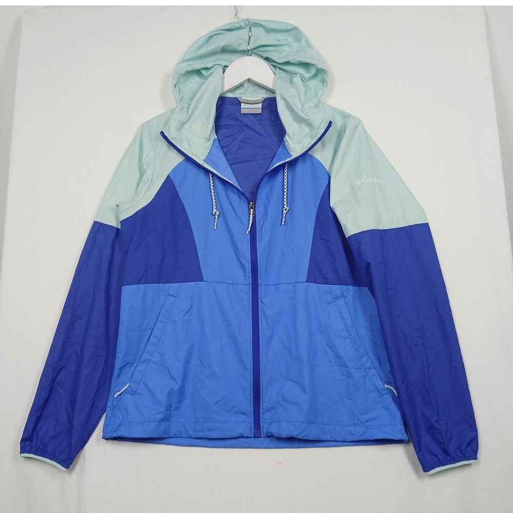 Columbia Womens Flash Forward Windbreaker Jacket Blue Mint Green M